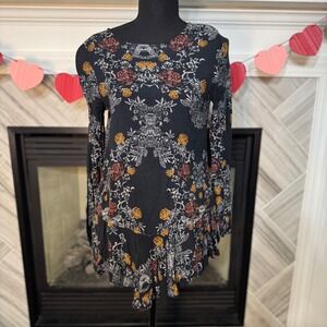 Free People Raven Floral Smooth Talker Print Boho Tunic Dress‎ XS